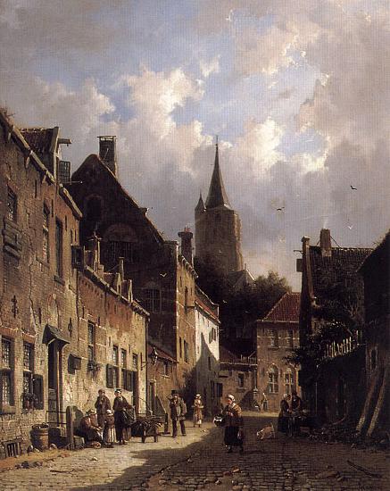 Adrianus Eversen A Dutch Street Scene oil painting picture